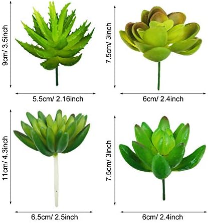 Woohome 20 PCS Artificial Succulent Plants, Green Fake Succulent, Unpotted Faux Succulent Assortment in Flocked Blue in Different Type for Birthday Home Decor Indoor Wall Garden DIY - Image 2
