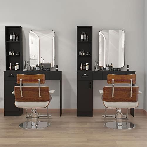 Modern Compact Salon Station No Mirror, Locking Beauty Spa Styling Station for Hair Stylist with Ample Storage - Ideal for Home Salon, Bedroom, Bathroom, Hairdresser - Image 4
