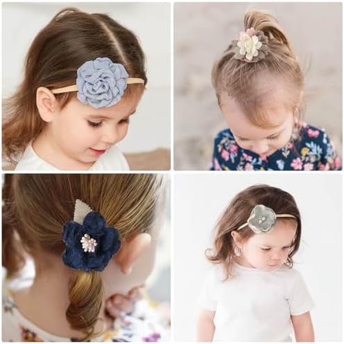 DRESHOW BQUBO Baby Girl Headbands with Flower Nylon Hairbands Handmade Hair Accessories for Newborn Infant Toddlers 10 Pack - Image 7