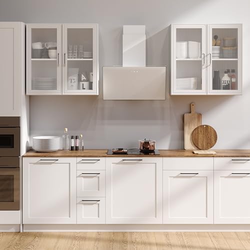 Furnaza White LED Wall Storage Cabinets with Adjustable Shlelf by Furnaza