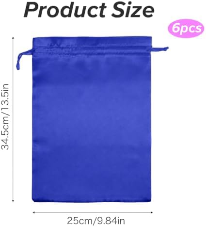 6Pcs Wig Bags with Satin Drawstring, Pink Silk Hair Storage Bags for Multiple Wigs, Bundles, Extensions (Blue) - Image 2