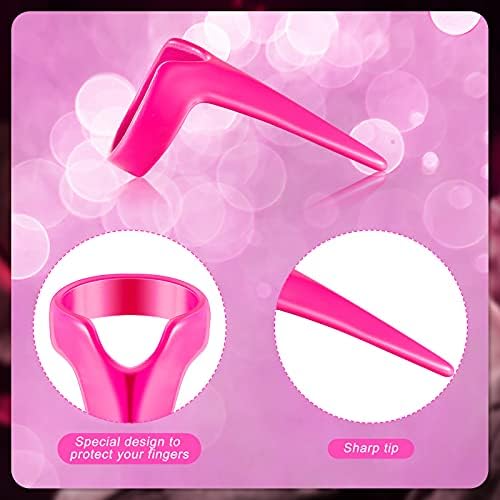 Hicarer 10 Pcs Stitch Braids Tool Metal Finger Rings Hair, Rose Red - Image 3