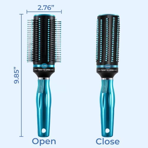 Detangler Self-Cleaning Retractable Hair Brush for Women - Blue - Image 3