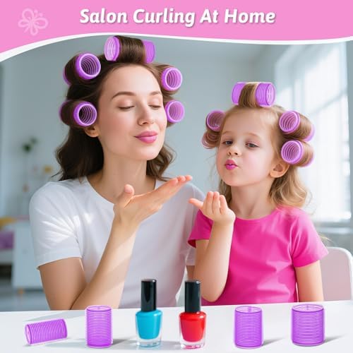 50 Pcs Rollers Hair Curlers Set with 24Pcs Self Grip Hair Rollers 4 Sizes and 24 Pcs Clips for Blowout Look Long Medium Short Thick Hair Volume - Image 3