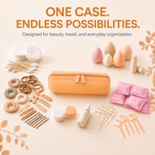 Cotton Round Swab Travel Case, 2-in-1 Beauty Organizer Peach Glow - Image 6
