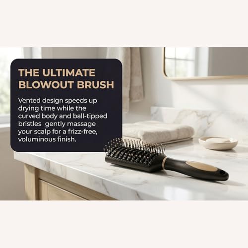 Vent Hair Brush for Women and Men, Detangling Wet Hair Brush with Ball Tipped Bristles for Wet/Dry Hair - All Hair Types with Nylon Bristles, Green, Speed Dry Vent Hair Brushes (Gold) - Image 6