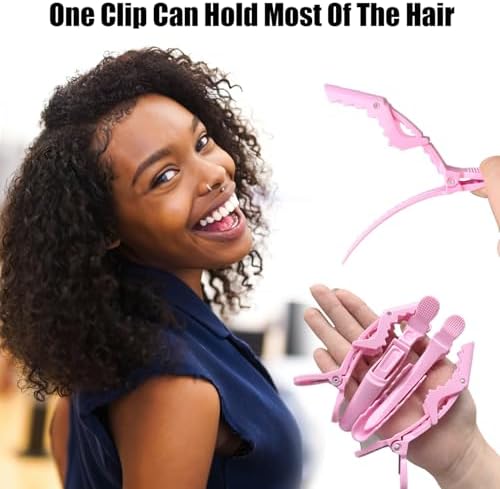 10 Pcs Alligator Hair Clip for Styling Sectioning - Salon Hair Clip for Thick Hair, Plastic Hair Styling Clip with Wide Teeth & Double-Hinged Design (Pink) - Image 3
