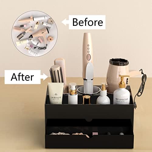 NIUBEE Acrylic Hair Tool Organizer with Drawer, Hair Dryer Holder Organizer - Image 6