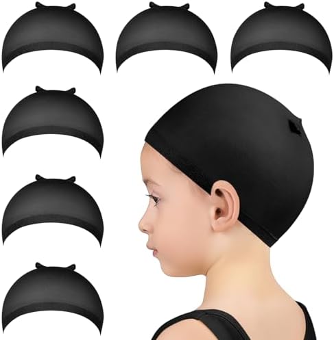MORGLES Wig Cap, 6PCS Small Wig Cap for Kids Black, Stretchy Stocking Caps for Wigs Nylon for Halloween, Party, Cosplay by Morgles
