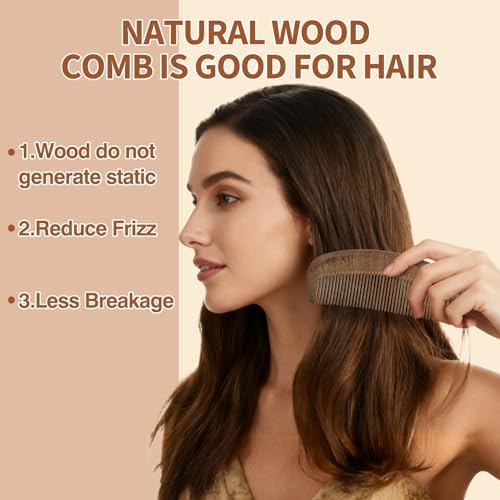 2 in 1 Hair Brush Set, Premium Golden Sandalwood Comb & Anti-Static Air Cushion Massage Brush for Men & Women, Scalp Care Hair Grooming Gift Set - Image 6