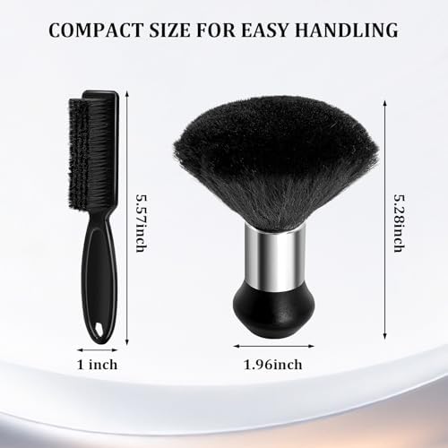 Barber Brush Set, 2 Piece Neck Duster and Clipper Cleaning Brush - Image 3