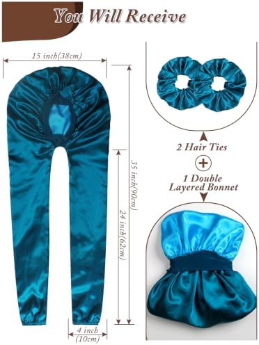 1+2 Satin Pantyhose Bonnet for Braids, Long Hair Bonnet for Women Sleeping - Image 2