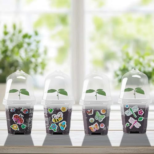 10 Packs Plant Nursery Pots with Humidity Domes, Plastic Gardening Pot - Image 4