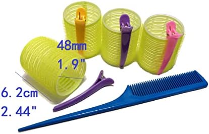 Kamay's Hair Rollers Curlers Rollers With 12 Duckbill Sectioning Clips 1 Comb Used for Hair Styling Self Grip Rollers(12PCS 48mm 1-1/2") - Image 2