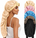 DEMAZALO Silk Long Bonnet for Braids & Curly Hair, Silk Satin Bonnet for Sleeping, Extra Large Bonnets for Women Braid by Demazalodirect