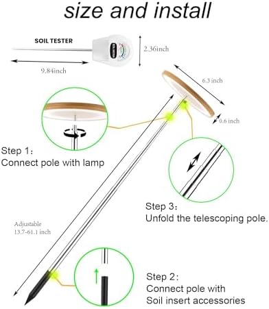 Plant Grow Light, LED Growing Light Full Spectrum for Indoor Plants, Paired with a Soil Tester,Height Adjustable, Automatic Timer, 5V Low Safe Voltage,Idea for Large Plant Light - Image 6