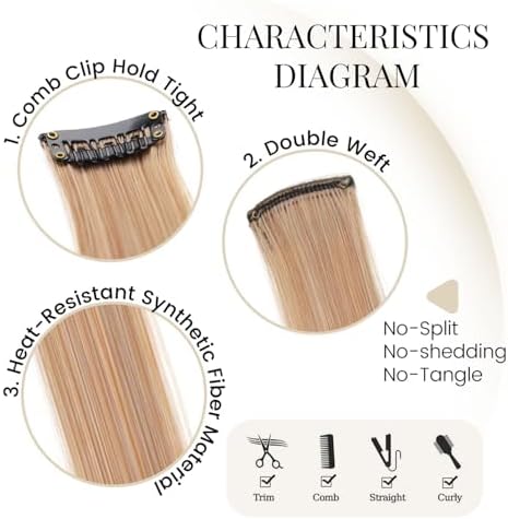 10 Pcs Colored Clip in Hair Extensions 22 Inch Brown Mixed Blonde - Image 3
