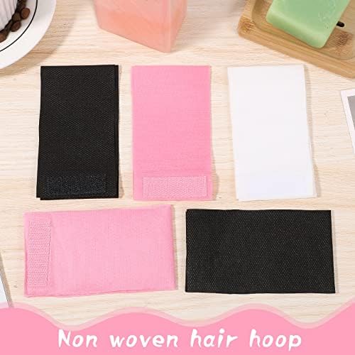 Pimoys 30 Count Disposable Headbands for Facials, Women's Skincare, Makeup, Bath, Sport, White, Black, Pink - Image 2
