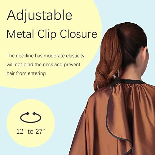 Barber Hair Cutting Cape with Adjustable Neckline 55" x 63" Brown - Image 4