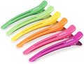 AIMIKE Hair Styling Accessories - 6pcs No-Crease Duck Bill Clips with Silicone Band for Sectioning, Roller, Cutting and Salon Use in Neon Colors by AIMIKE