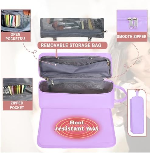 Hair Tools Travel Bag with Heat Resistant Mat Hair Styling Accessories Storage Case for Hair Dryer Flat Iron Straightener Curling Iron Haircare Accessories Travel Essentials for Women - Image 4