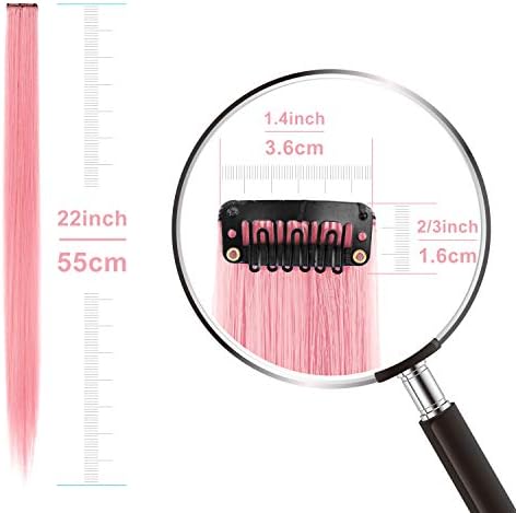 Colored Hair Extensions Clip in Purple and Pink Hairpieces 10 PCS - Image 4