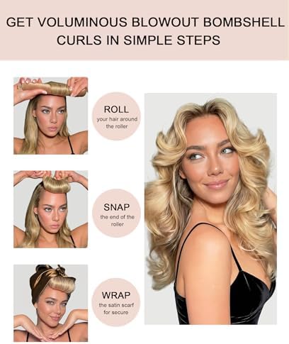 Classic Heatless Curls Overnight Rods No Heat Hair Curlers to Sleep Jumbo Foam Large Hair Rollers for Medium Long Hair Blowout Look, Heatless Flexible Curling Rod Set with Satin Wrap for Sleeping - Image 2