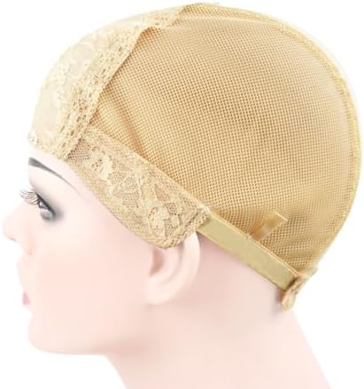 2 Pcs Double Lace Wig Caps with Adjustable Straps Swiss Lace Hairnet on the Back for Making Wig (Blonde XL) - Image 3