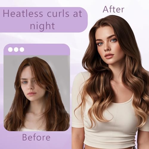 Curling Tie New Hair Curlers to Sleep in, Heatless Curls Overnight Headband, Soft Ribbon Wrap for Long Hair, Perfect Natural Curls Bouncy Curls Hairstyle Hair Suitable for All Hairs Types (Purple) - Image 3