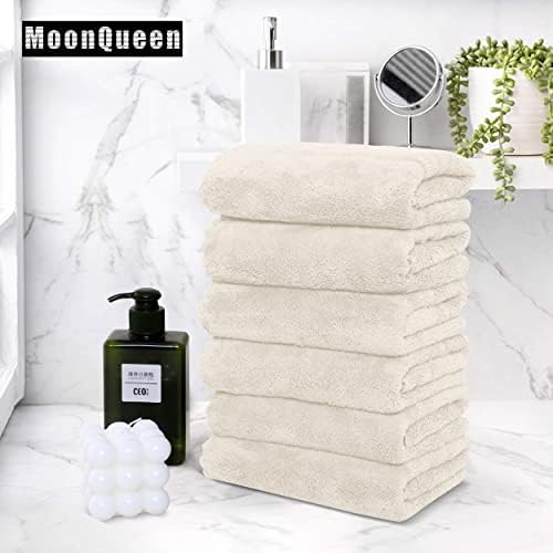 MOONQUEEN 18 Pack Premium Hand Towels - Quick Drying - Microfiber Coral Velvet Highly Absorbent Towels - Multipurpose Use as Hotel, Bathroom, Shower, Spa, Hand Towel 16 x 28 inches (Cream) - Image 5