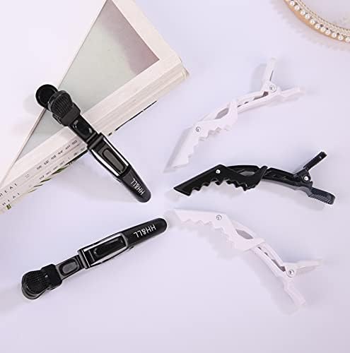 HH&LL Hair Clips for Women Wide Teeth & Double-Hinged Design Alligator Styling Sectioning Clips of Professional Hair Salon Quality - 10 Pack (Black+White) - Image 6