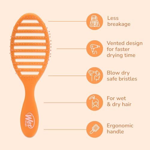 Wet Brush Speed Dry Hair Brush, Orange Crush (Summer Quencher) - Vented Design & Soft HeatFlex Bristles Are Blow Dry Safe - Ergonomic Handle Manages Tangles - Pain-Free Hair Accessories - Image 4