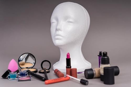 SHANY Styrofoam Model Heads ,Hat Wig Foam Mannequin Female Wig Head Stand ,Mannequin Head for wigs , Wig Holder - Round Base , 10.5 Tall with 20 1/2 Inches Circumference Female Mannequin Head -1 Piece - Image 6