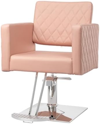 Bonnlo Salon Chair for Hair Stylist Wide Seat, Hydraulic Barber Chair with Aluminium Alloy Footrest, Pink Hair Salon Chair Styling Heavy Duty, Beauty Spa Cosmetology Hairdressing Equipment by Bonnlo