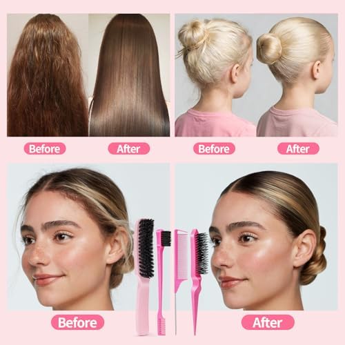 Slick Back Hair Brush for Smooth Flyaways, Frizz, Sleek Ponytail, Buns and Edge Baby Hair | Slickback Brushes Hair Comb, Edge Brush, Teasing Brush Styling Accessories for Girls, Kids, Women & Men - Image 5