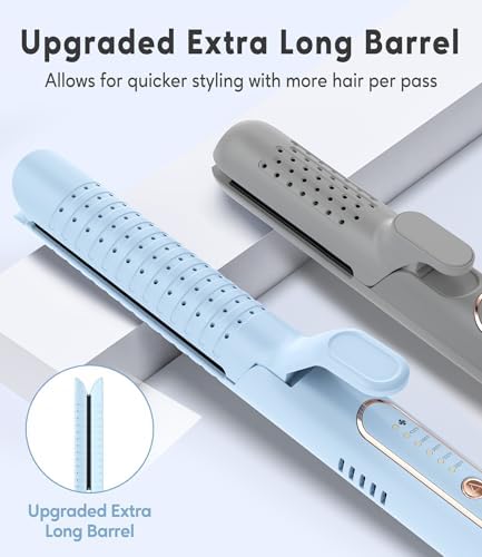 Farery Chill Set Soft-Air Curling Iron: Gentle Soft Air for Quick Styling & Long-Lasting Curls, Lock in Style with Cooling Air Vents, 2-in-1 Hair Straightener & Curler with Upgraded Long Barrel, Blue - Image 2