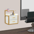 Wall Mount Styling Station,Salon Storage Station Cabinet with Drawers,Beauty Barber Salon Storage Organizer 2 Hair Dryer Holders for Hair Stylist,Barber Shop,Home (White,Gold) by WUPYI