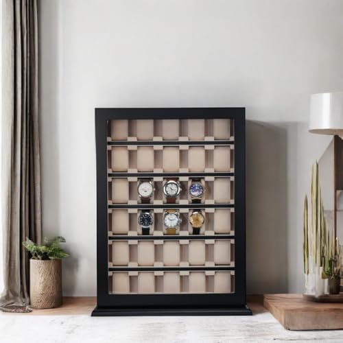TIMELYBUYS 30 Piece Black Wood Watch Display Wall Hanging Case and Storage Organizer Box and Stand for Oversized Watches - Image 2