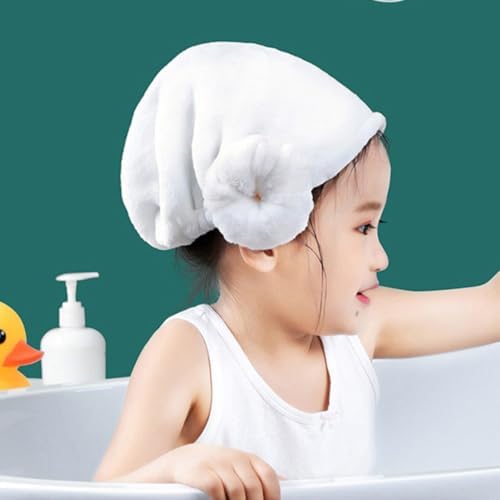 Healeved Cotton Hair Drying Turban for Elastic Heart Pattern White - Image 4
