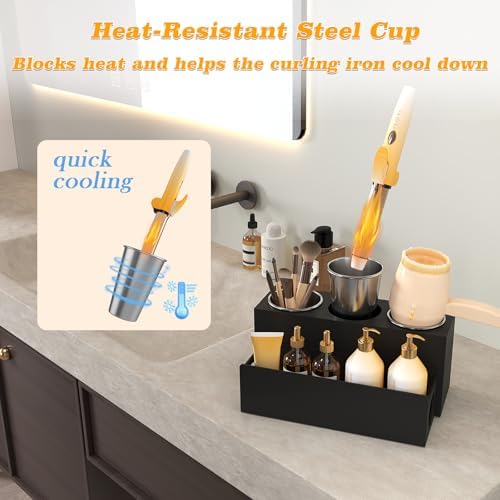 SILUT Matte Black Acrylic Countertop Hair Tool Organizer - Image 7