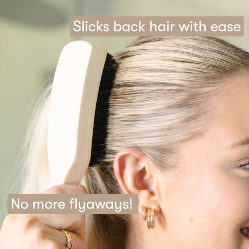 FRAMAR Slick Back Hair Brush Boar Bristles, Slick Back Brush – Beechwood - Image 3