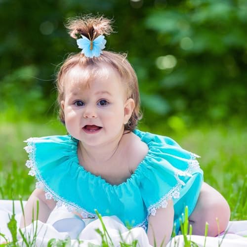 2" Tulle Mesh Barrettes, Butterfly Hair Clips for Girls, Toddlers & Kids – Colorful Hair Accessories – Ideal for Halloween, Christmas, Cosplay & Party Decor (Sky Blue) - Image 4