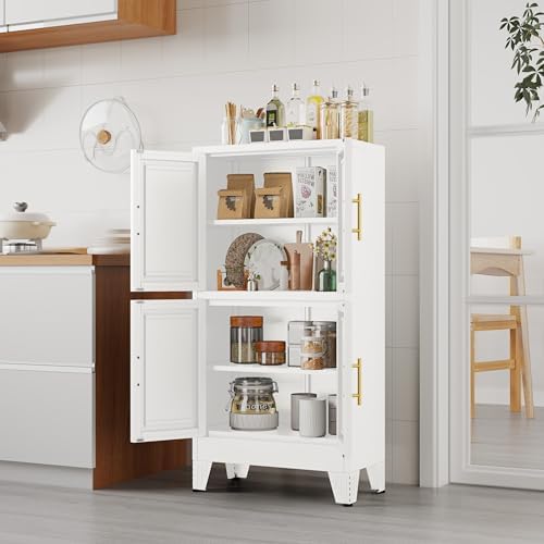 GAIOUS 47.25" Metal Pantry Cabinet, White Storage Cabinets with 4 Door - Image 5