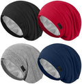 ZHENSILK 4Pcs Silk Satin Bonnets for Women Men, Adjustable Hair Wrap Slouchy Beanie Hat for Curly Hair by ZHENSILKFocusonhaircare