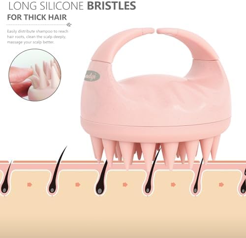 Sndyi Scalp Massager Shampoo Brush, Scalp Scrubber with Soft Silicone Bristles, Scalp Exfoliator for Dandruff Removal, Scalp Massager for Hair Growth, Wet Dry Hair Brush for Scalp Care, Pink - Image 3