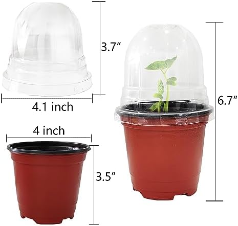 RooTrimmer Plant Nursery Pots with Humidity Domes, 25 Sets 4 Inch Soft Nursery Pots Quality Ones (25 Red Pots + 25 Clear Lids), Seeds Starter Pots Small Planter Containers - Image 3