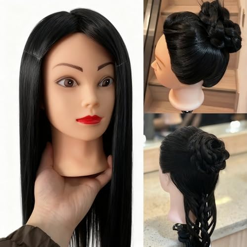 Mannequin Head with Hair - Cosmetology Students Doll Head for Hair Styling by Yiifiulyn