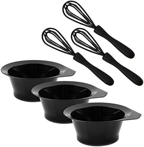 Hair Dye Bowl and Whisk Set - 3 Salon Tint Mixing Bowls - 3 Color Whisks by SalonSupplyCo