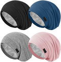 ZHENSILK 4Pcs Silk Satin Bonnets for Women Men, Adjustable Hair Wrap Slouchy Beanie Hat for Curly Hair by ZHENSILKFocusonhaircare