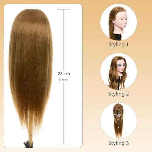 28" Mannequin Head with 80% Real Human Hair for Makeup Practice Head - Image 5